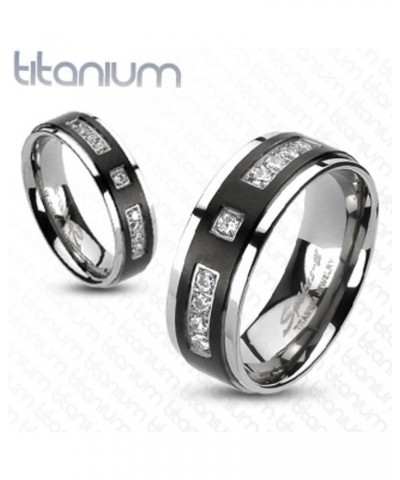 Hers and His Stainless Steel Princess Wedding Ring Set and Titanium Wedding Band Women's Size 07 Men's Size 06 $23.58 Sets