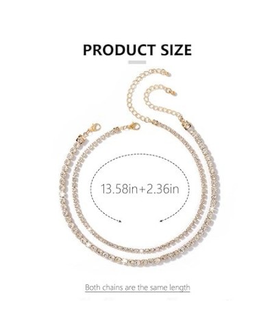 Layered Rhinestone Necklaces Gold Crystal Necklace Chains Sparkly Party Necklace Jewelry for Women (2-layer A) 2-layer A $8.2...