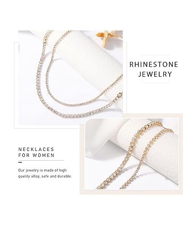 Layered Rhinestone Necklaces Gold Crystal Necklace Chains Sparkly Party Necklace Jewelry for Women (2-layer A) 2-layer A $8.2...