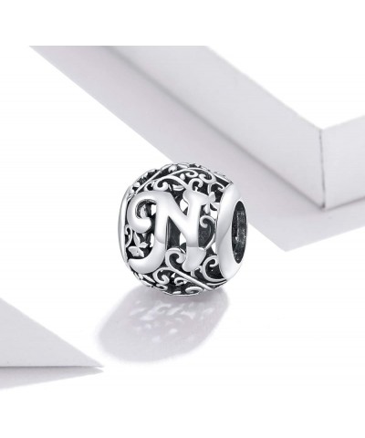 Alphabet Initial Charm Bead 925 Sterling Silver Letter A K M S Charm Letter Charms for Bracelets Letter N Charms $9.68 Bracelets