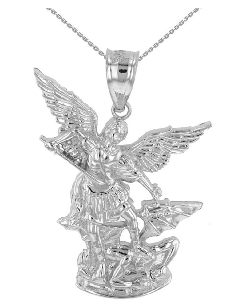 925 Sterling Silver Catholic Saint Michael The Archangel Pendant Necklace (1.35") $15.30 Necklaces