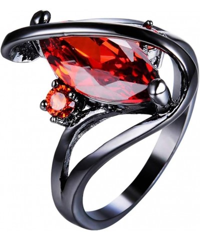 Black Gold Plated Oval Shape Austrian Crystal Stone Promise Statement Ring Red $8.69 Rings