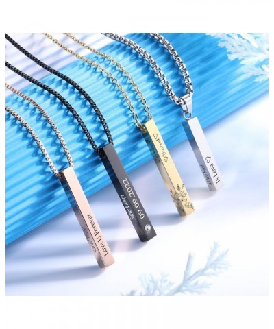 Personalized Bar Necklace, 18K Gold Plated Custom Engravable Stainless Steel Rectangular Pendant, Charm Gift for Bridesmaids ...