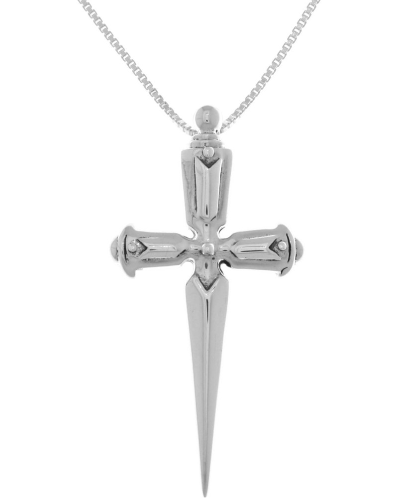 Sterling Silver Cross Pendant Templar Sword on 18 Inch Box Chain Necklace $26.80 Necklaces