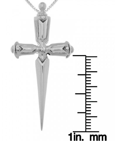 Sterling Silver Cross Pendant Templar Sword on 18 Inch Box Chain Necklace $26.80 Necklaces