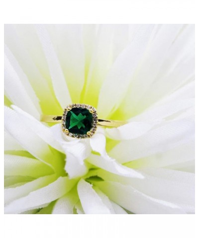 14K 5.3 MM Cushion Lab Created Gemstone & Round Diamond Ladies Halo Engagement Ring, Yellow Gold Emerald $109.35 Rings