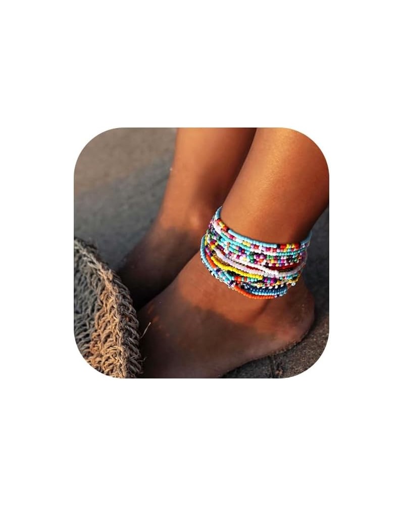 Ankle Bracelets for Women Girls, Handmade Beaded Anklets for Women teens 34PCS Colourful beaded bracelets $5.93 Anklets