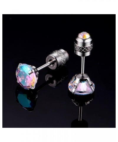 Titanium Cubic Zirconia Screw Back Earrings Hypoallergenic for Sensitive Ears D-Round AB CZ $8.99 Body Jewelry