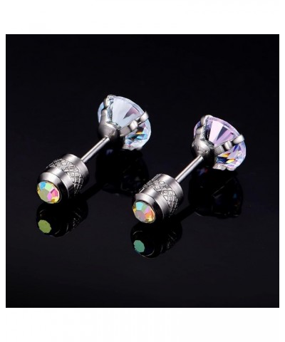 Titanium Cubic Zirconia Screw Back Earrings Hypoallergenic for Sensitive Ears D-Round AB CZ $8.99 Body Jewelry