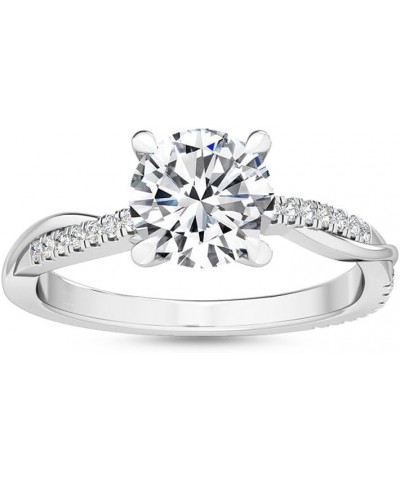 1-5 Carat (ctw) White Gold Round Cut LAB GROWN Diamond Side Stone Engagement Ring (Color E-F Clarity VS2-SI1) 4.5 White Gold ...