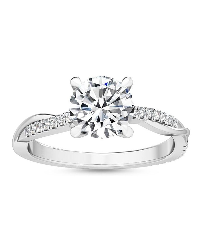 1-5 Carat (ctw) White Gold Round Cut LAB GROWN Diamond Side Stone Engagement Ring (Color E-F Clarity VS2-SI1) 4.5 White Gold ...