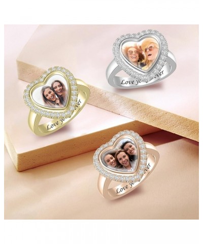 Personalized Rings with Pictures &Texts Custom 925 Sterling Silver Photo Ring Engraving Signet Rings for Women Memory Jewelry...