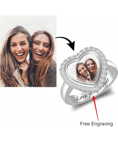 Personalized Rings with Pictures &Texts Custom 925 Sterling Silver Photo Ring Engraving Signet Rings for Women Memory Jewelry...