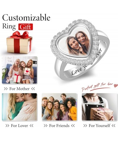 Personalized Rings with Pictures &Texts Custom 925 Sterling Silver Photo Ring Engraving Signet Rings for Women Memory Jewelry...