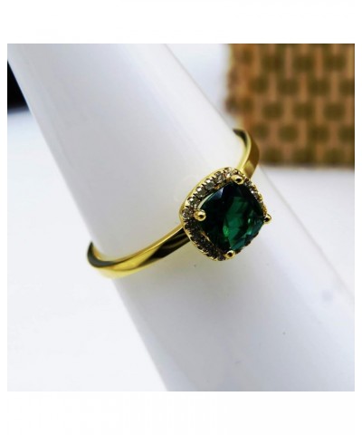 14K 5.3 MM Cushion Lab Created Gemstone & Round Diamond Ladies Halo Engagement Ring, Yellow Gold Emerald $109.35 Rings