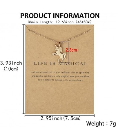 Cute Animal Image Pendant Necklace, Wish Card with Blessing Message, Best Friendship Gift for Women Girls Unicorn Silver $5.4...