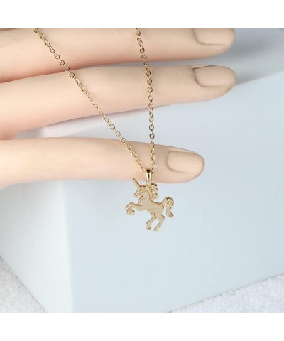 Cute Animal Image Pendant Necklace, Wish Card with Blessing Message, Best Friendship Gift for Women Girls Unicorn Silver $5.4...