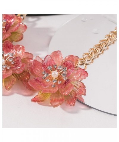 Golden Chain Vintage Flower Chunky Collar Crystal and Faux Pearls Pendant Statement Bib Necklace for Women N0075-Pink $11.00 ...