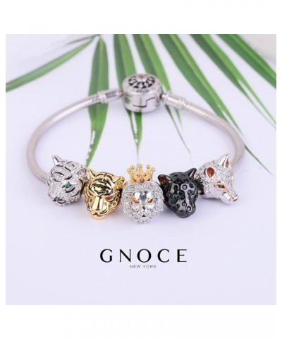 Animal Charms for Bracelets S925 Silver Black Panther Tiger Bead Charm for Women Men Jewelry Gift Fit Bracelet Necklace Tiege...