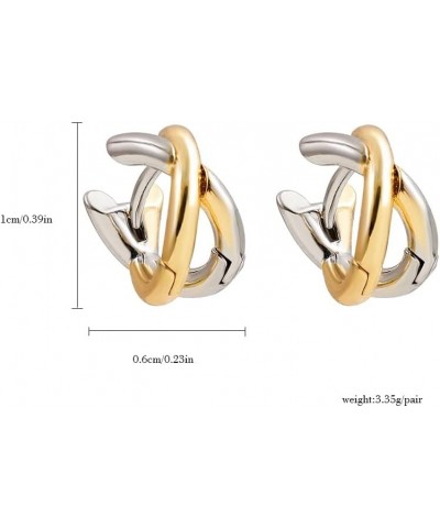 Punk Gold Plated Silver Color Mixing Metal Earrings for Women Geometric Small Ear Hoops Jewelry Silver $14.27 Earrings