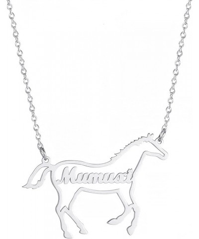 Name Necklace 925 Sterling Silver Personalized Name Horse Necklace Jewelry Made Nameplate Dainty Gift Gold Sterling Silver $1...