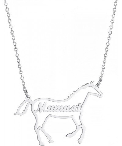 Name Necklace 925 Sterling Silver Personalized Name Horse Necklace Jewelry Made Nameplate Dainty Gift Gold Sterling Silver $1...