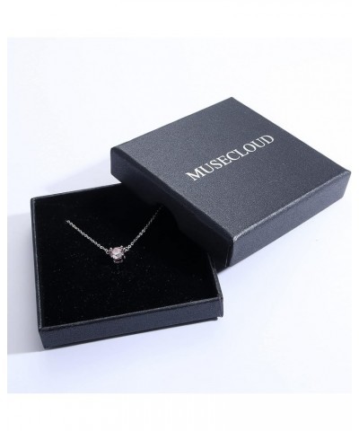 CZ Necklace White Gold Plated 4 Prong Simple Pendant 925 Sterling Silver Necklace for Women Brilliant Round Cut Solitaire 0.8...