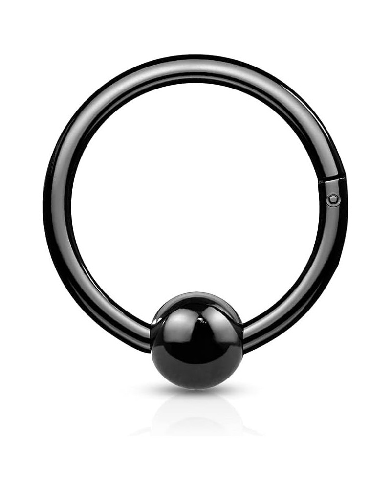 16GA Ball Closure Hoop 316L Surgical Stainless Steel Hinge Hoop Septum Cartilage Helix Daith Segment Ring Black $7.82 Rings