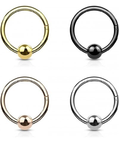 16GA Ball Closure Hoop 316L Surgical Stainless Steel Hinge Hoop Septum Cartilage Helix Daith Segment Ring Black $7.82 Rings