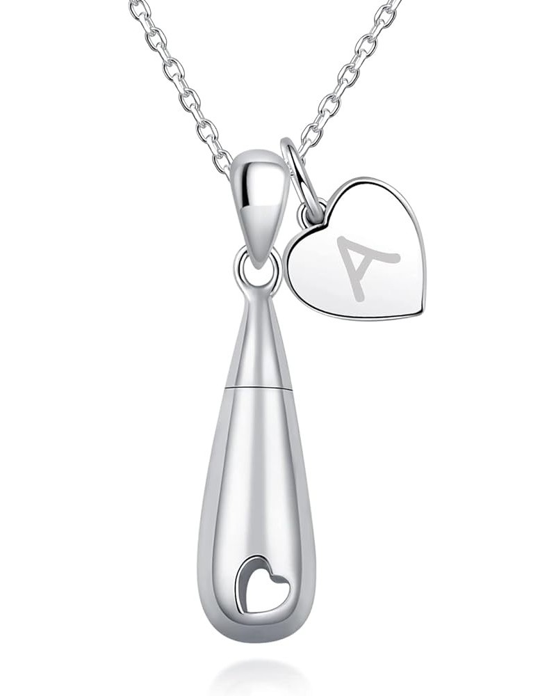 925 Sterling Silver Teardrop with Heart Engraved Charm Cremation Urn Pendant Ahes Necklace Memorial A $19.80 Necklaces