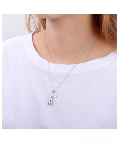 925 Sterling Silver Teardrop with Heart Engraved Charm Cremation Urn Pendant Ahes Necklace Memorial A $19.80 Necklaces