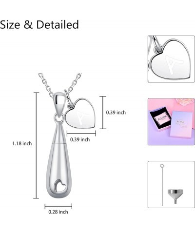 925 Sterling Silver Teardrop with Heart Engraved Charm Cremation Urn Pendant Ahes Necklace Memorial A $19.80 Necklaces