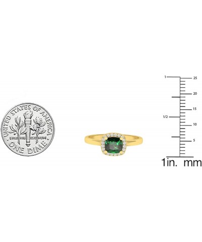 14K 5.3 MM Cushion Lab Created Gemstone & Round Diamond Ladies Halo Engagement Ring, Yellow Gold Emerald $109.35 Rings