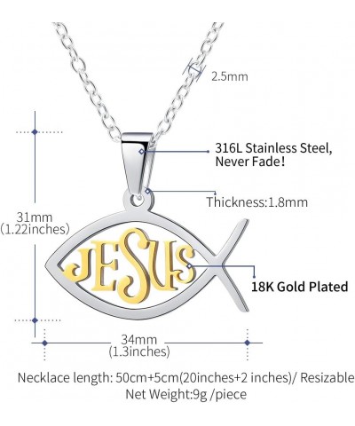 Jesus Ichthus Necklace, Stainless Steel/Gold Plated Jewelry Customize Available, Jesus Pieces Christian Fish Pendant Necklace...