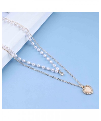 Boho Pearl Choker Necklace Chain Silver Heart Pendant Necklaces Wedding Bridesmaids White Dainty Pearl Choker Baroque Pearl S...