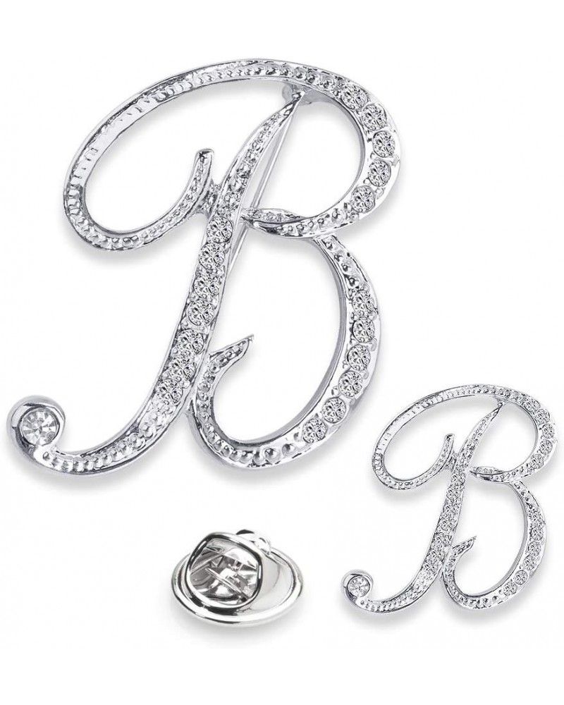 A-Z Woman's Letter Initial Brooch Pins, Silver Clear Crystal Rhinestone Breastpins Letter Stocking Pins for gifts 2size/packa...