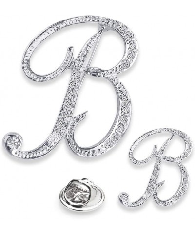 A-Z Woman's Letter Initial Brooch Pins, Silver Clear Crystal Rhinestone Breastpins Letter Stocking Pins for gifts 2size/packa...