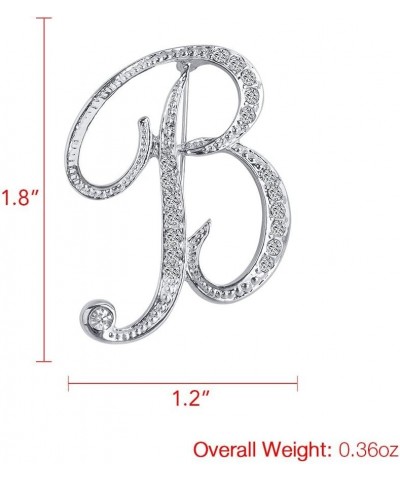 A-Z Woman's Letter Initial Brooch Pins, Silver Clear Crystal Rhinestone Breastpins Letter Stocking Pins for gifts 2size/packa...