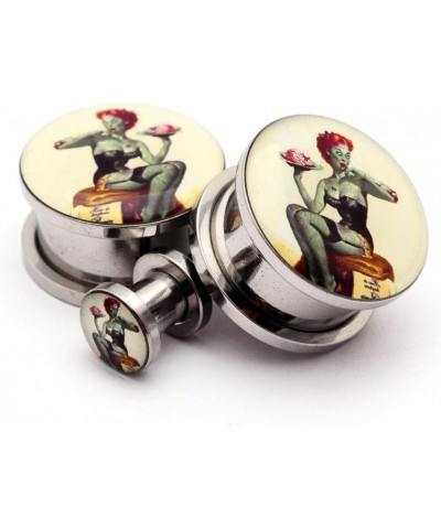 Screw on Plugs - Zombie Pinup Picture Plugs - Sold As a Pair 7/8" (22mm) $9.01 Body Jewelry