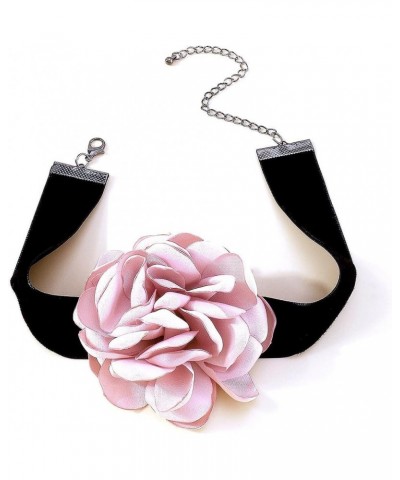 Classic Black Velvet Choker Necklace 3D Rose Flower Necklace Multicolor Fashion Elegant Satin Floral Necklace wedding party J...