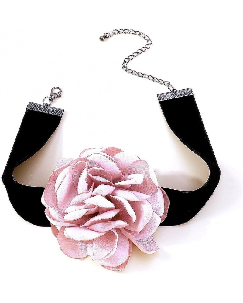 Classic Black Velvet Choker Necklace 3D Rose Flower Necklace Multicolor Fashion Elegant Satin Floral Necklace wedding party J...