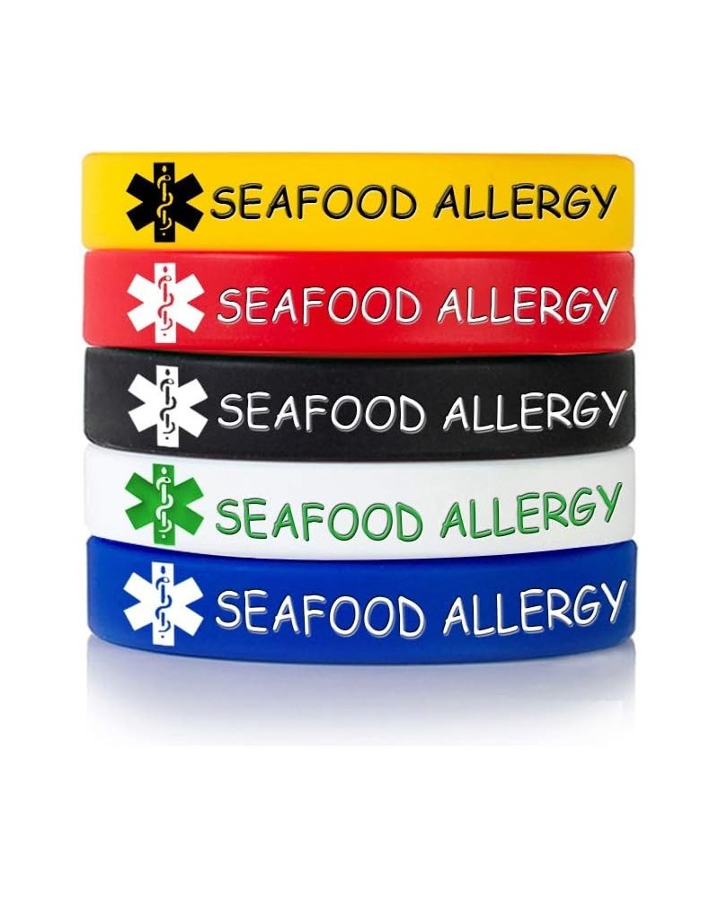 MZZJ Custom Engraving Medical Alert ID Jewelry Allergy ID Food Drug Allergy Bracelet,100% Silicone Rubber ID Bracelet Band,5 ...