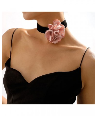 Classic Black Velvet Choker Necklace 3D Rose Flower Necklace Multicolor Fashion Elegant Satin Floral Necklace wedding party J...