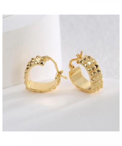 Earrings for Women Gold Hoop Earrings 18K Gold Plated Hypoallergenic Chunky Open Hoops Lightning Pearl Heart Twisted Hoops Li...