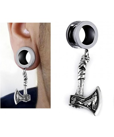 1 Pair Viking Battle Axe Ear Gauges Hypoallergenic Stainless Steel Ear Plugs Ear Hangers for Men Women Body Jewelry 3/4"(20mm...