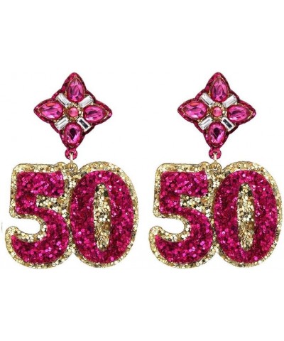 Birthday Glitter Drop Post Earrings - Shimmering, Jewelry, Memorable Milestone, Sparkles 50th/Pink $15.33 Earrings