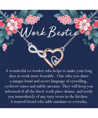 Work Bestie Gift Coworker Gift Double Heart Pendant Necklace Work Bestie Jewelry BFF Gifts Work bestie N C $9.62 Necklaces