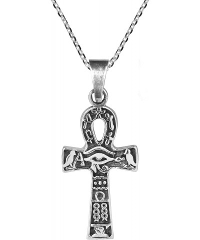 Egyptian Eye of Horus Ankh Cross .925 Sterling Silver Pendant Necklace $16.43 Necklaces