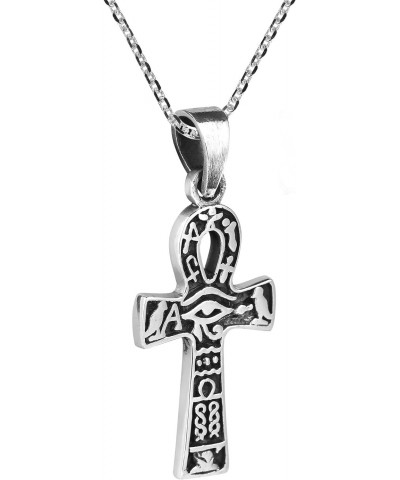 Egyptian Eye of Horus Ankh Cross .925 Sterling Silver Pendant Necklace $16.43 Necklaces