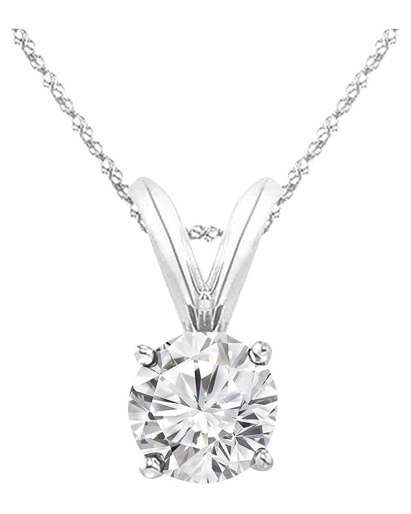 3/8-5 Carat IGI Certified LAB-GROWN Round Cut 4 Prong Diamond Pendant Necklace + 16" 14K Gold Chain Value Collection (I-J Col...